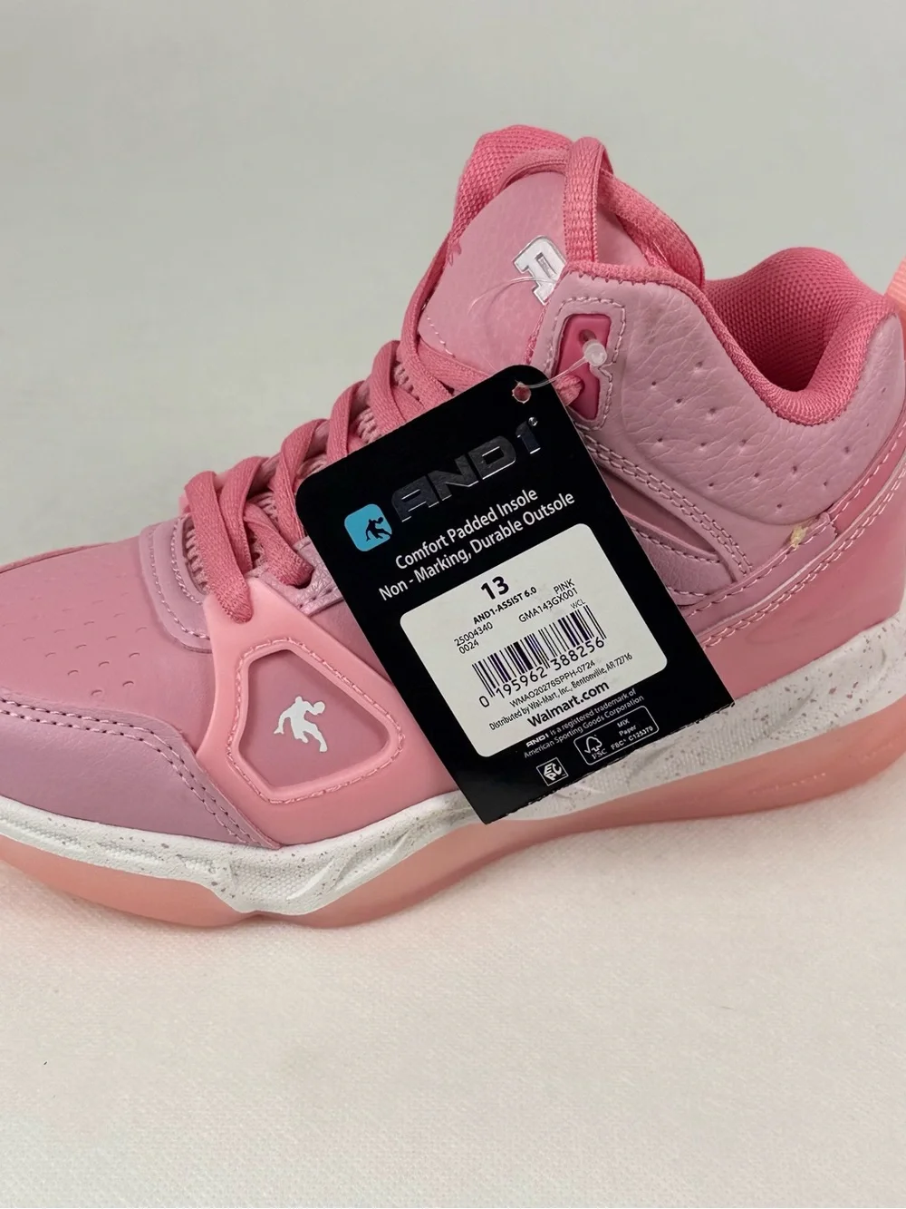AND1 toddler Girl size 13 High Top Basketball Sneakers color PINK New